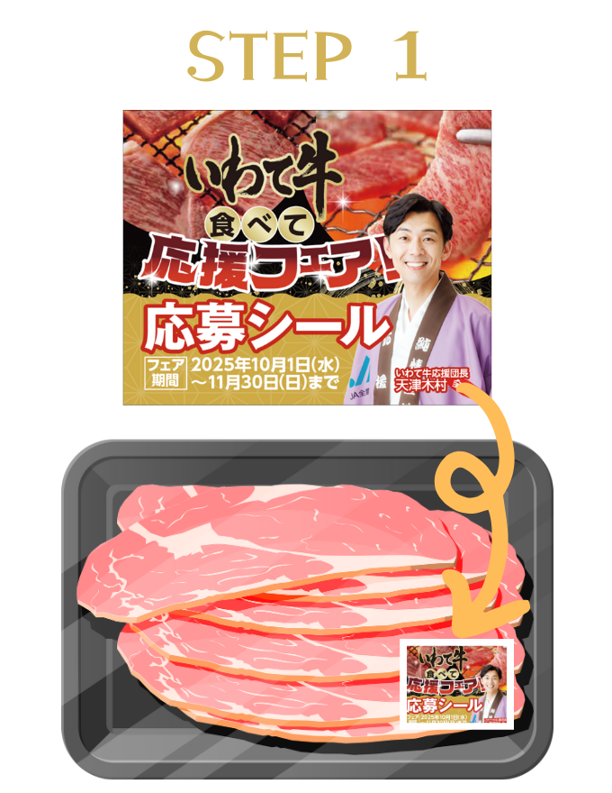 添付シールの貼ってある対象のいわて牛を購入。